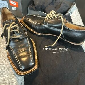 New Antonio Maurizi Mens Black Leather Shoes